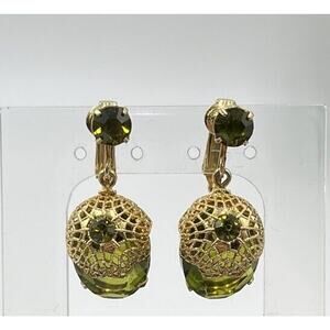 D&E Juliana Sarah Coventry Vintage Touch of Elegance‎ Book Clip Earrings Green